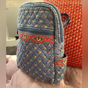 Vera Bradley Quilted Floral Backpack - Light blue, Red, Yellow